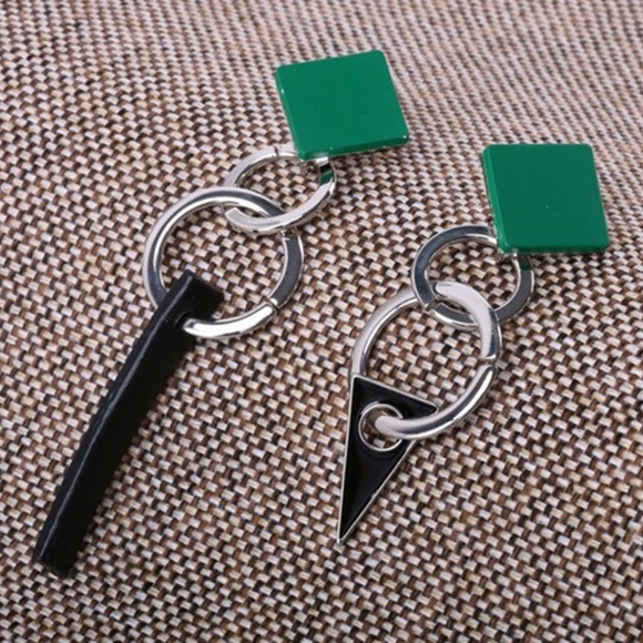 Original Design Geometric Asymmetric Earrings - Picture 2 of 6